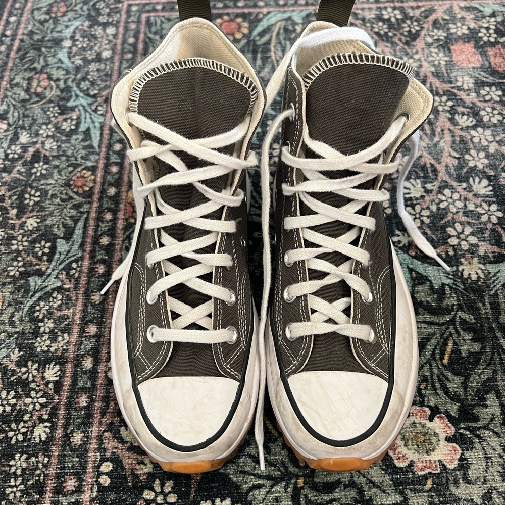 Olive Green high top platform converse